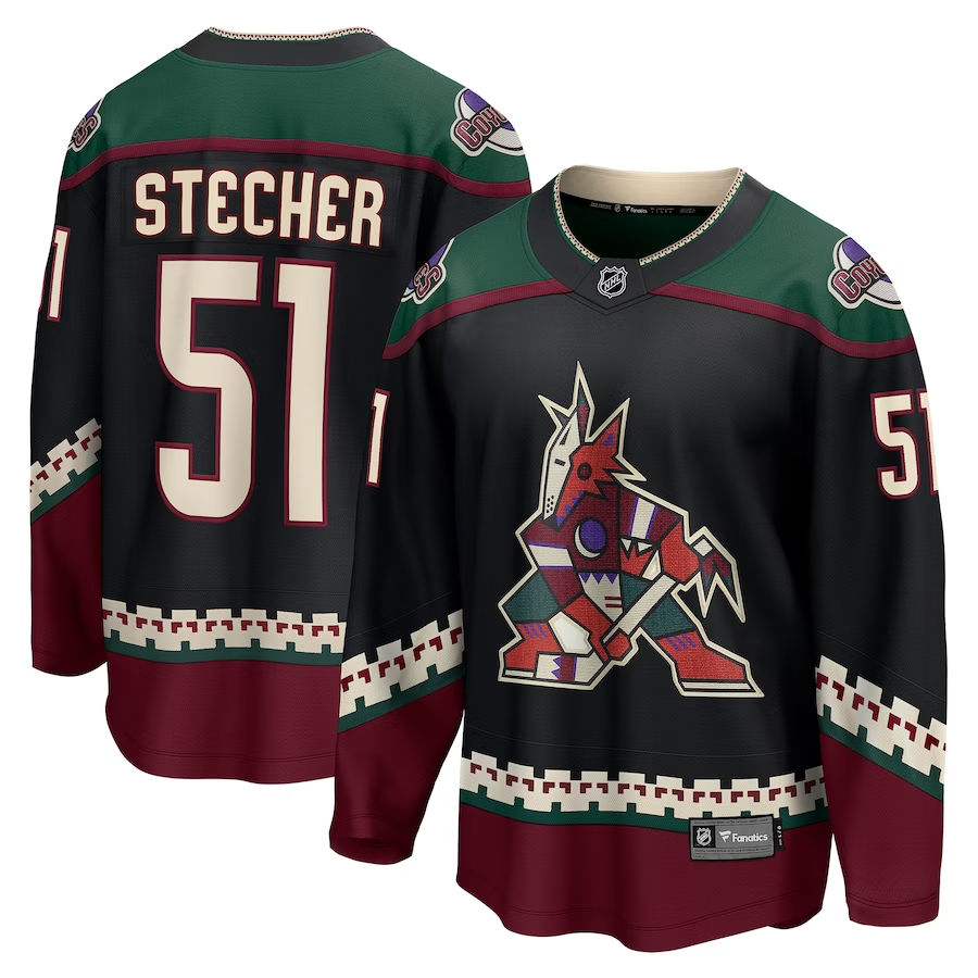 Men's Arizona Coyotes Troy Stecher #51 Black Home Breakaway Jersey